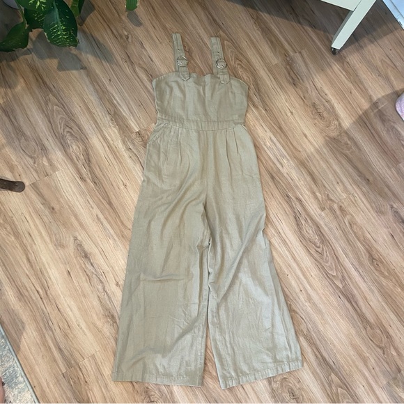 JAPNA Romper Jumpsuit, Sz Medium, Moss Green Buckle Straps Smocked Back - Picture 10 of 12